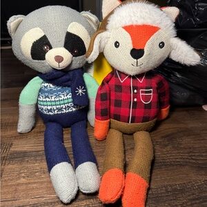 Plush Animal Friends Set - Raccoon and Fox